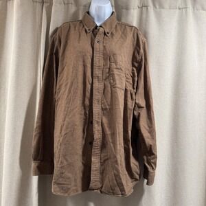 VTG‎ L.L. Bean Brown Houndstooth Long Sleeve Flannel 100% Cotton L